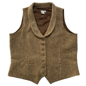 Isabella Bird Equestrian Vest Womens 14 Tweed Shawl Collar Academia Heritage VTG